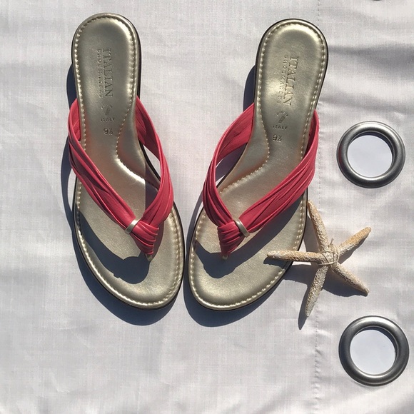 Italian Shoemakers Shoes - ITALIAN Shoemakers coral and gold sandal